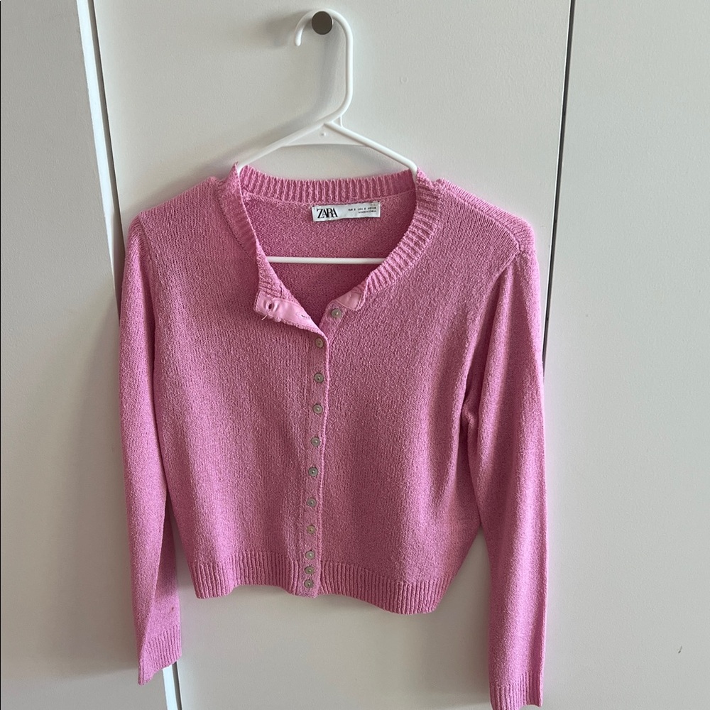 Zara Women's Pink Cardigan Sweater